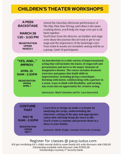Poster for upcoming children's workshops