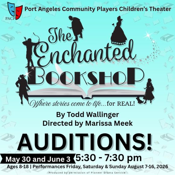 Poster announcing auditions for Enchanted Bookshop